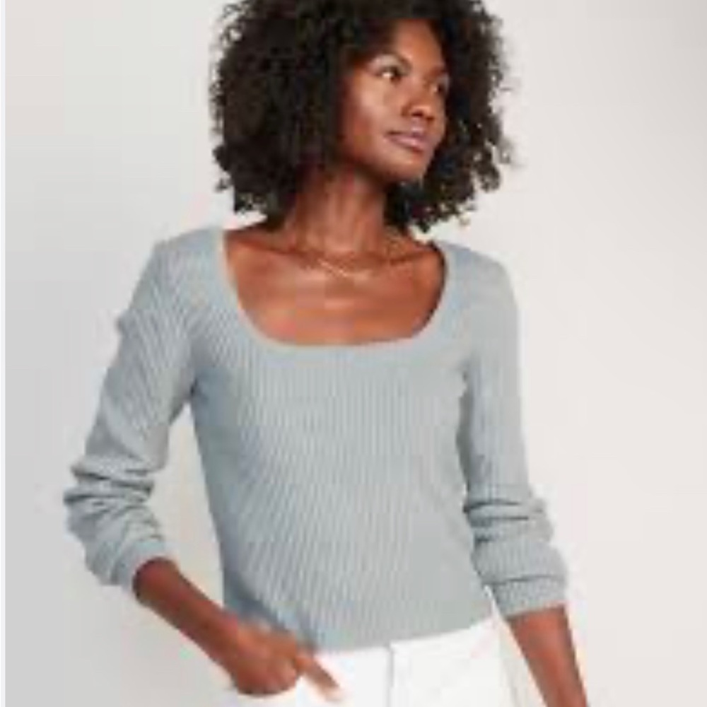 Old Navy mint blue square neck sweater